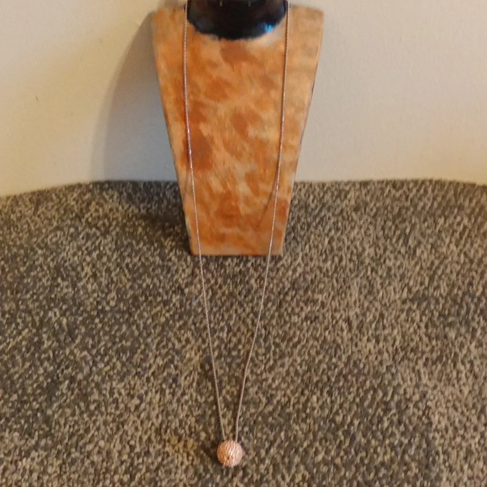 Michael Kors silver shimmer necklace with crystal ball bling pink pendent